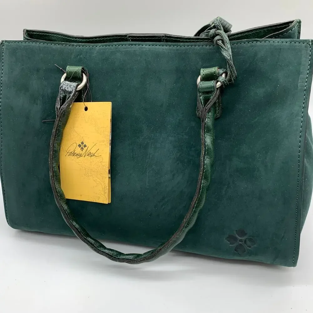 Patricia Nash Leather Handbags Primrose Satchel Dark Green Purse
